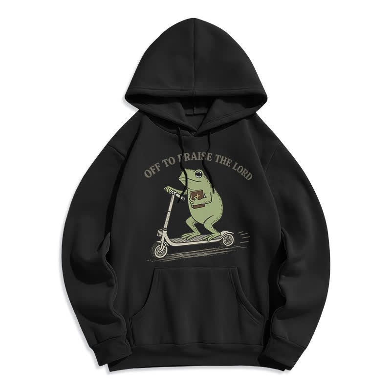 Christianartworkshop Auf zum Lobpreis des Herrn Frosch Blauer Oversize-Hoodie - Schwarz - 2XL - image 1