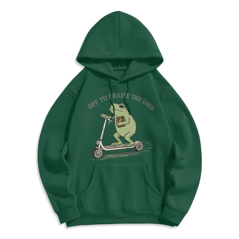 Christianartworkshop Auf zum Lobpreis des Herrn Frosch Blauer Oversize-Hoodie - Grün - 2XL - image 4