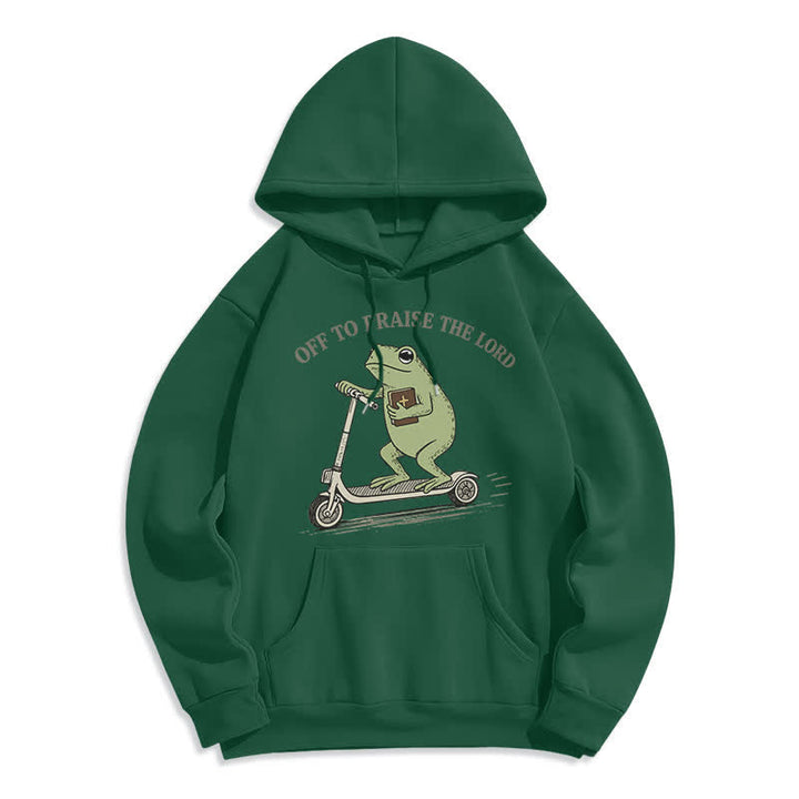 Christianartworkshop Auf zum Lobpreis des Herrn Frosch Blauer Oversize-Hoodie - Grün - 2XL - image 4