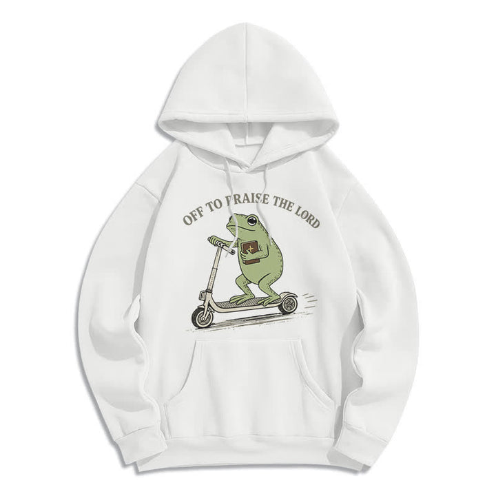 Christianartworkshop Auf zum Lobpreis des Herrn Frosch Blauer Oversize-Hoodie - Weiß - 2XL - image 2