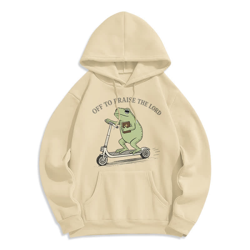 Christianartworkshop Auf zum Lobpreis des Herrn Frosch Blauer Oversize-Hoodie - Aprikose - 2XL - image 7