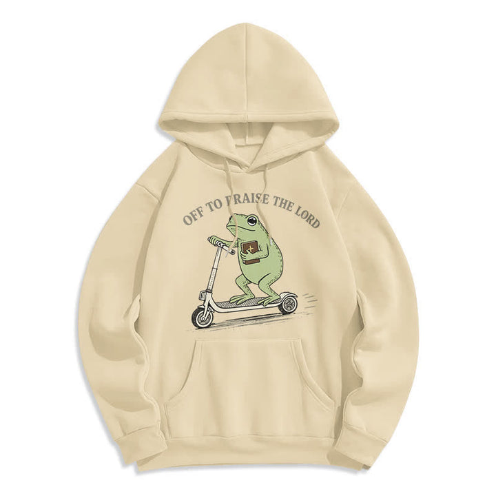 Christianartworkshop Auf zum Lobpreis des Herrn Frosch Blauer Oversize-Hoodie - Aprikose - 2XL - image 7