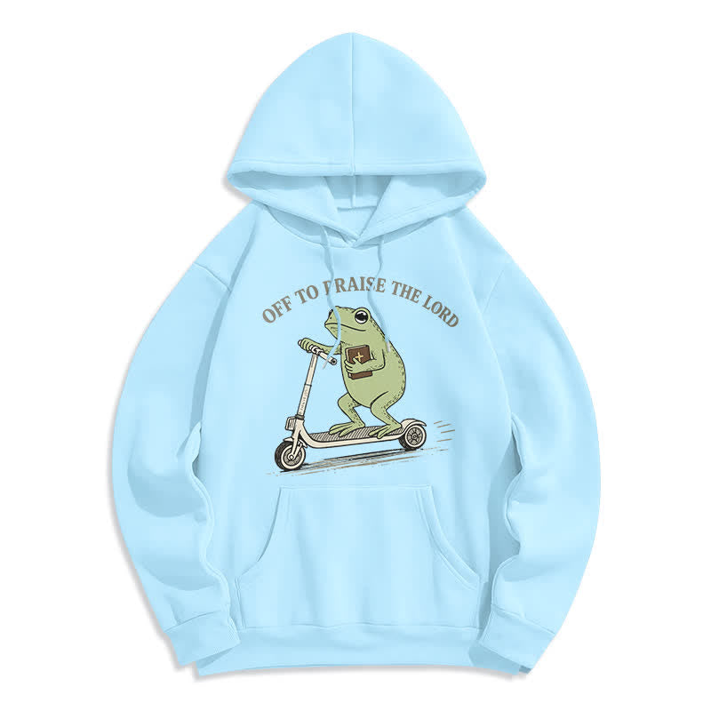 Christianartworkshop Auf zum Lobpreis des Herrn Frosch Blauer Oversize-Hoodie - Blau - 2XL - image 0