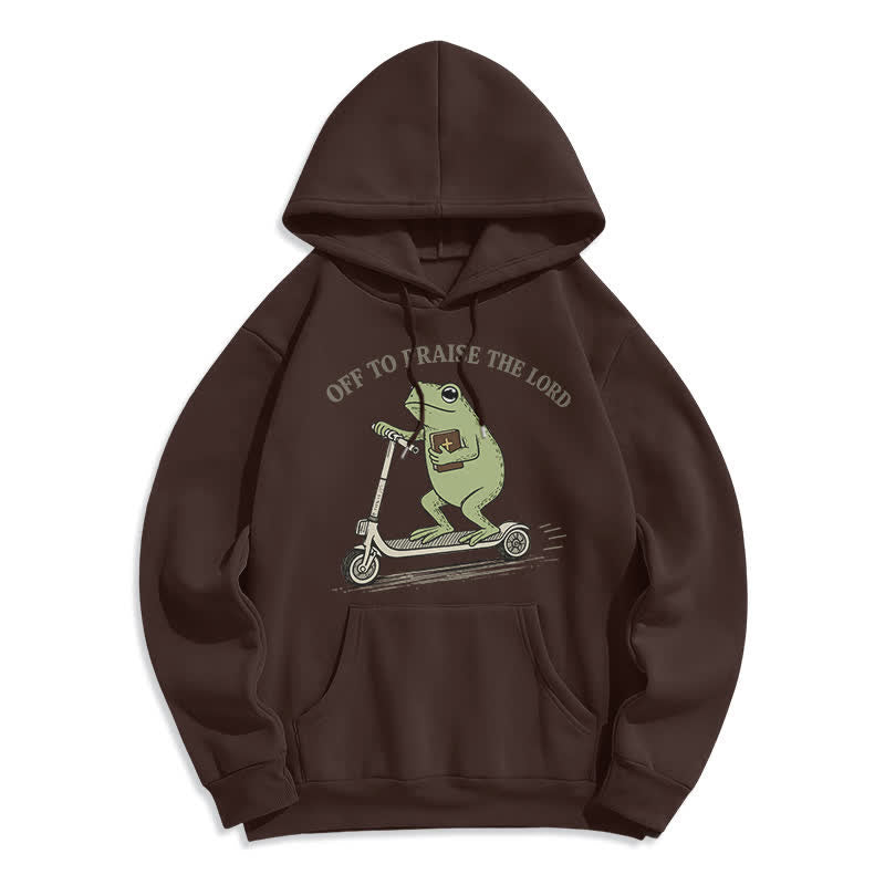 Christianartworkshop Auf zum Lobpreis des Herrn Frosch Blauer Oversize-Hoodie - Kaffee - 2XL - image 6