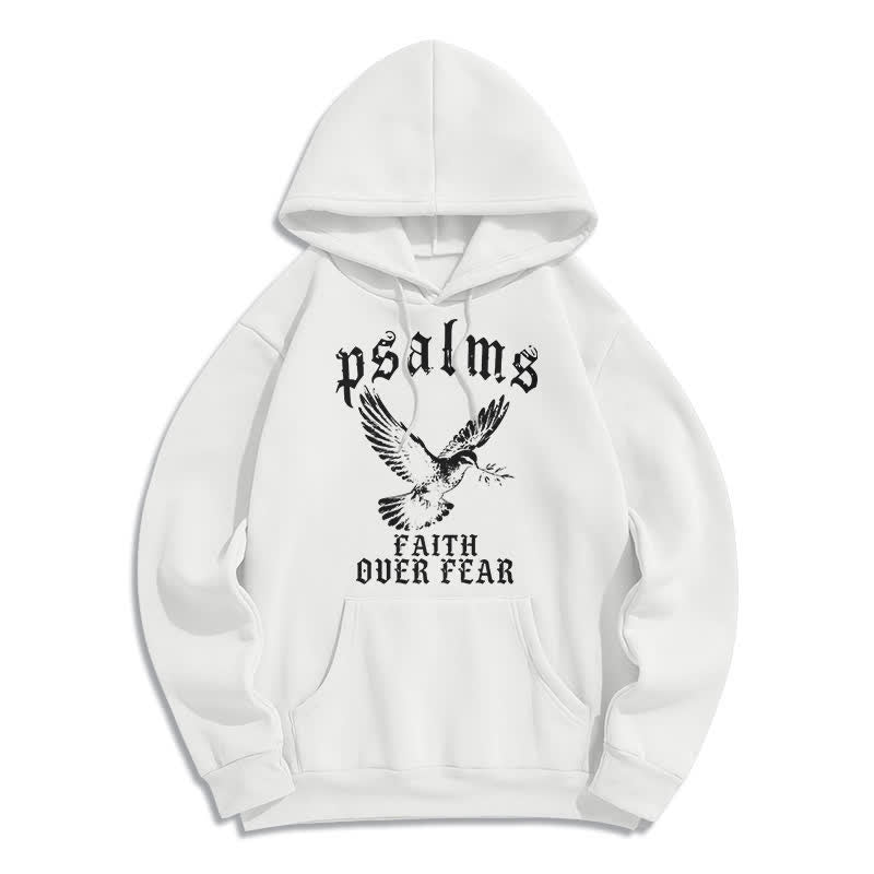Christianartworkshop Psalmen-Pullover-Hoodie mit Taubenmotiv: Glaube statt Angst - Weiß - 2XL - image 1