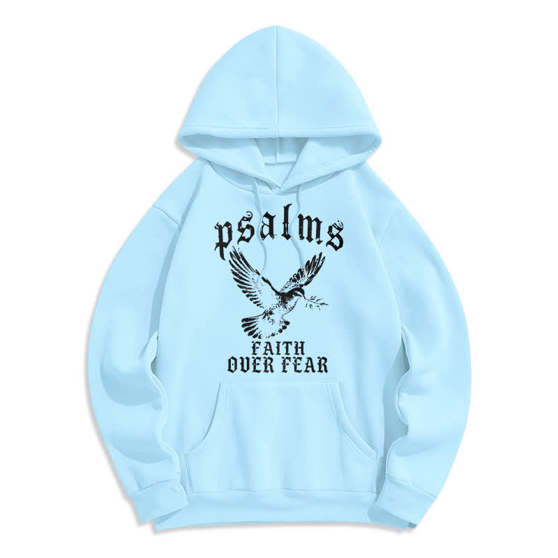 Christianartworkshop Psalmen-Pullover-Hoodie mit Taubenmotiv: Glaube statt Angst - Blau - 2XL - image 4