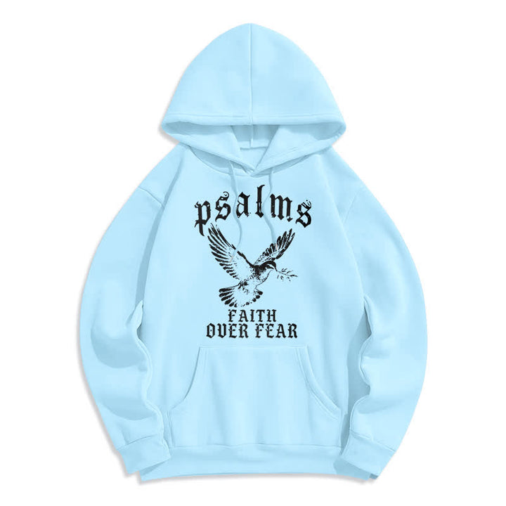 Christianartworkshop Psalmen-Pullover-Hoodie mit Taubenmotiv: Glaube statt Angst - Blau - 2XL - image 4