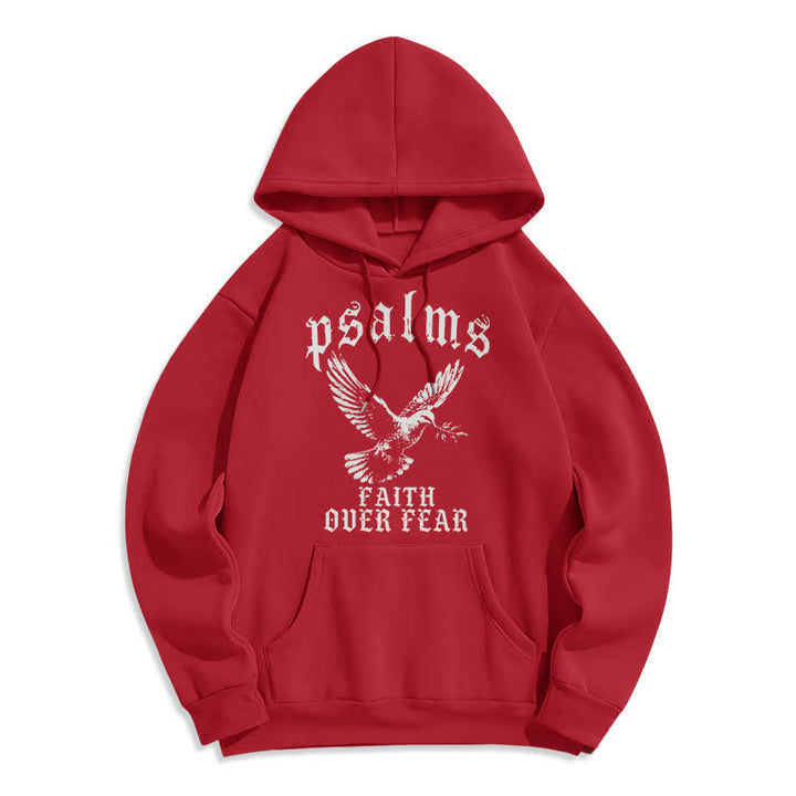Christianartworkshop Psalmen-Pullover-Hoodie mit Taubenmotiv: Glaube statt Angst - Rot - 2XL - image 5