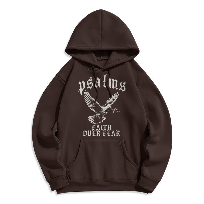 Christianartworkshop Psalmen-Pullover-Hoodie mit Taubenmotiv: Glaube statt Angst - Kaffee - 2XL - image 6