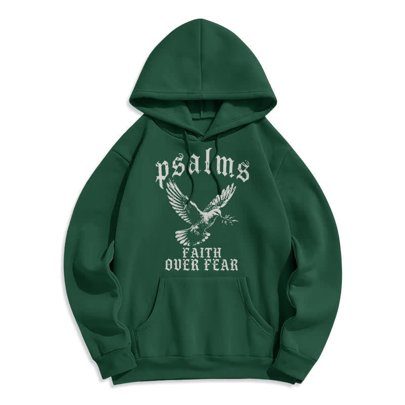 Christianartworkshop Psalmen-Pullover-Hoodie mit Taubenmotiv: Glaube statt Angst - Grün - 2XL - image 7