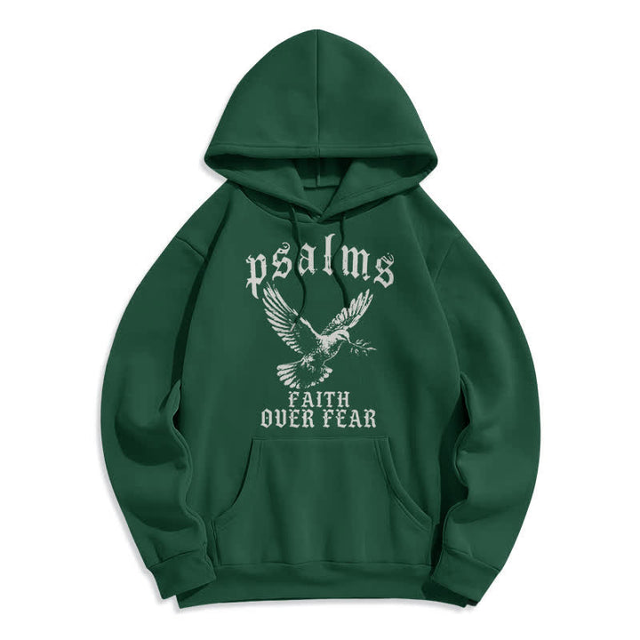 Christianartworkshop Psalmen-Pullover-Hoodie mit Taubenmotiv: Glaube statt Angst - Grün - 2XL - image 7