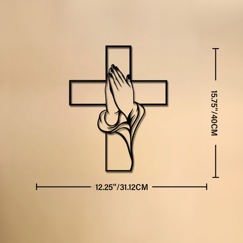 Christianartworkshop Wandbild „Betende Hände mit Kreuz“ aus hohlem Metall: Symbol des ewigen göttlichen Friedens - 12,25''*15,75''*0,04''/31,12*40*0,1 cm - image 10