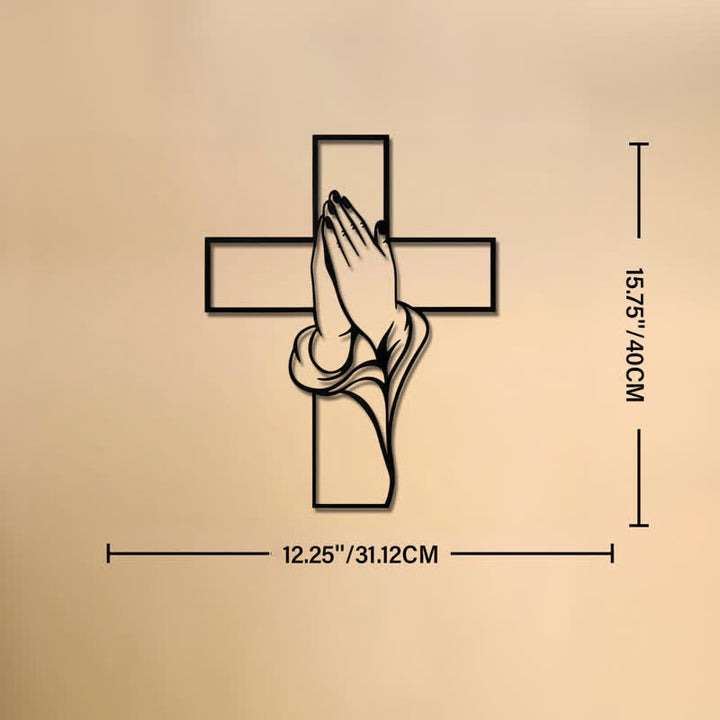 Christianartworkshop Wandbild „Betende Hände mit Kreuz“ aus hohlem Metall: Symbol des ewigen göttlichen Friedens - 12,25''*15,75''*0,04''/31,12*40*0,1 cm - image 10