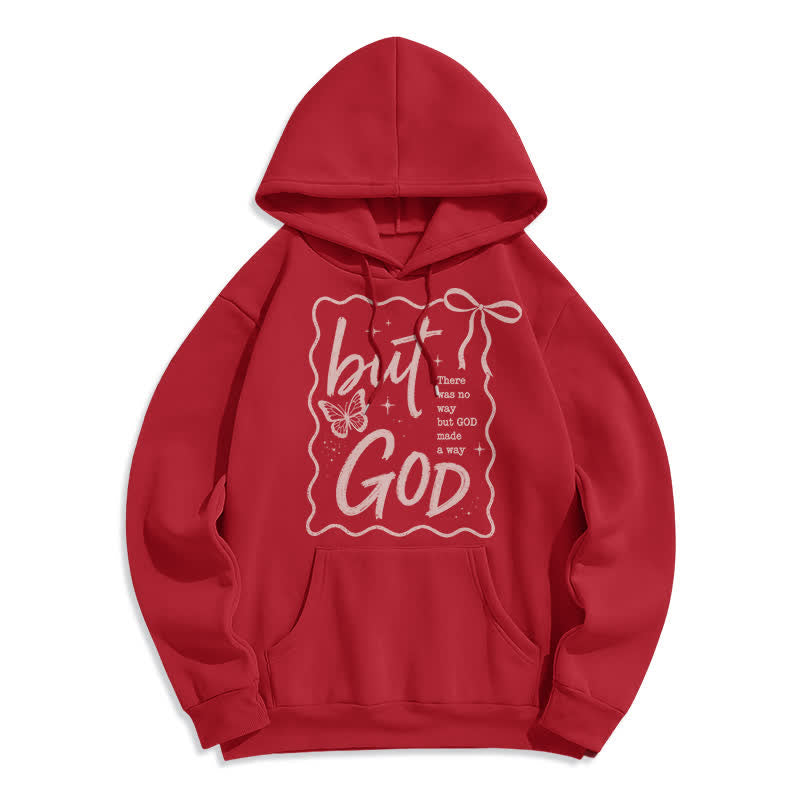 Christianartworkshop Aber Gott Schmetterling Oversized Fleece Hoodie - Rot - 2XL - image 6