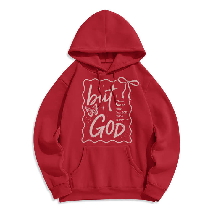 Christianartworkshop Aber Gott Schmetterling Oversized Fleece Hoodie - Rot - 2XL - image 6