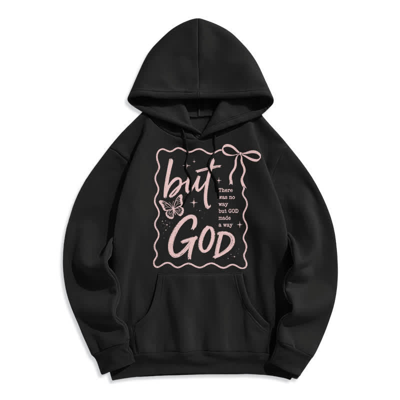 Christianartworkshop Aber Gott Schmetterling Oversized Fleece Hoodie - Schwarz - 2XL - image 0