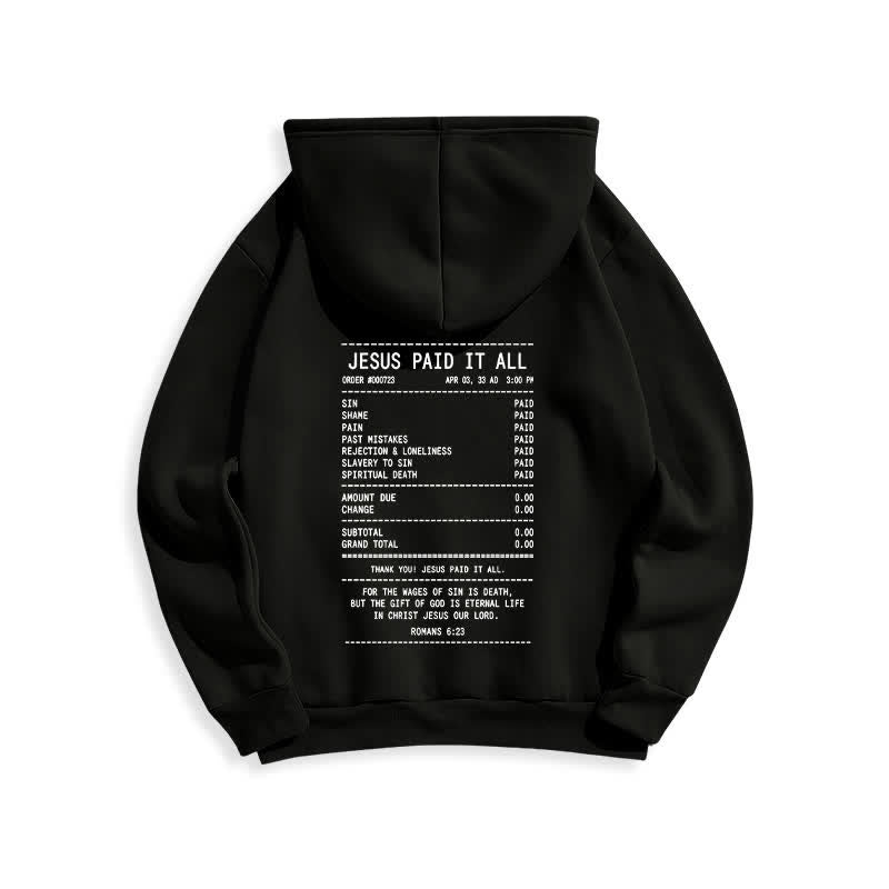 Christianartworkshop „Jesus hat alles bezahlt“-Quittungs-Grafik-Fleece-Pullover-Hoodie - image 7