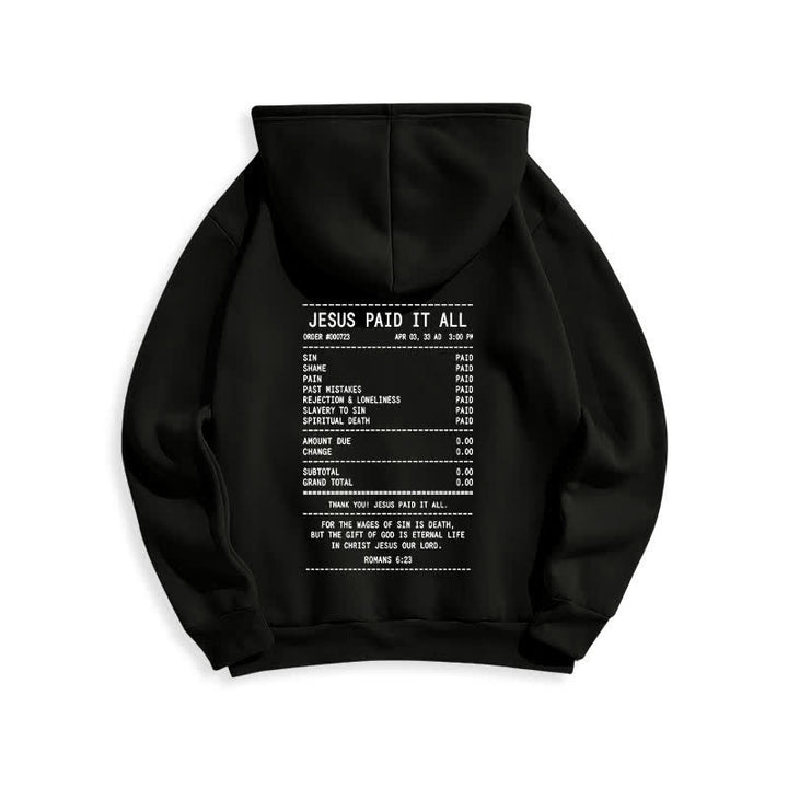 Christianartworkshop „Jesus hat alles bezahlt“-Quittungs-Grafik-Fleece-Pullover-Hoodie - image 7