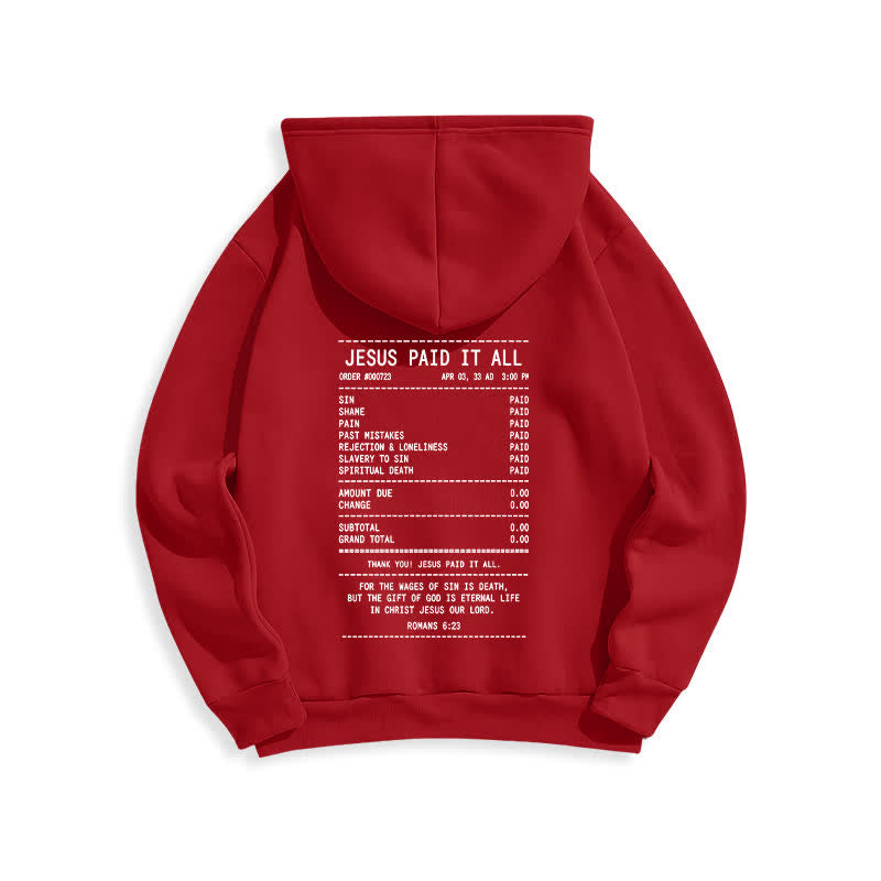 Christianartworkshop „Jesus hat alles bezahlt“-Quittungs-Grafik-Fleece-Pullover-Hoodie - image 22