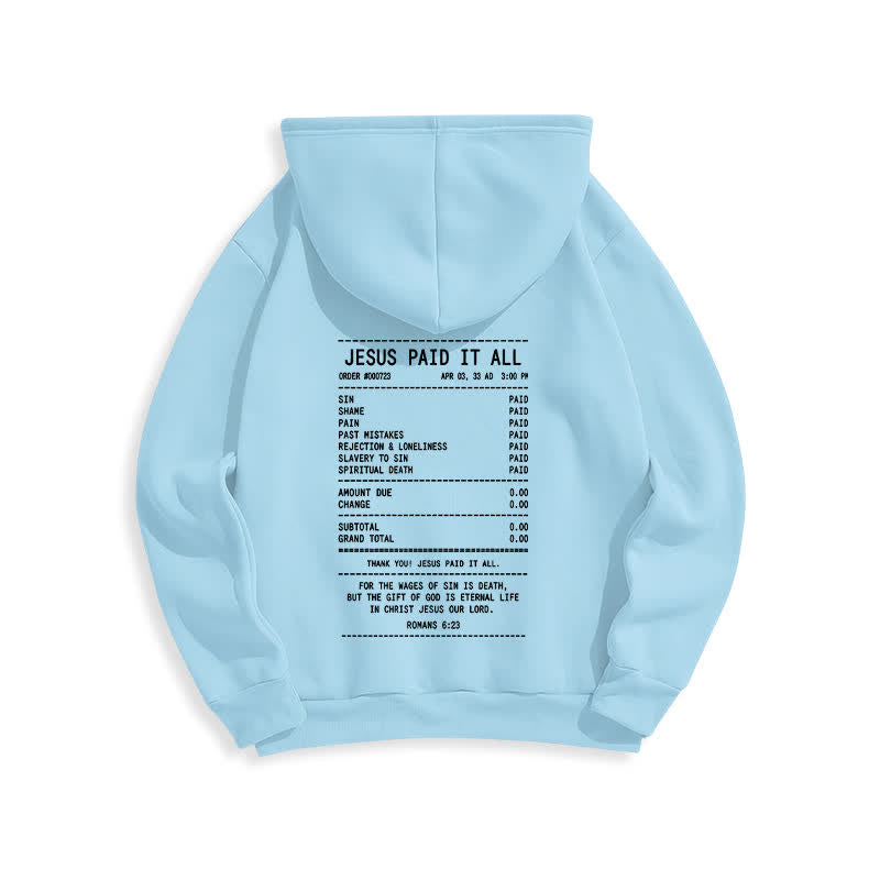 Christianartworkshop „Jesus hat alles bezahlt“-Quittungs-Grafik-Fleece-Pullover-Hoodie - image 19