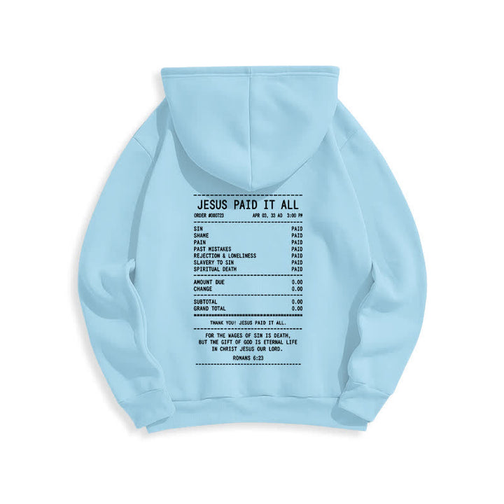 Christianartworkshop „Jesus hat alles bezahlt“-Quittungs-Grafik-Fleece-Pullover-Hoodie - image 19