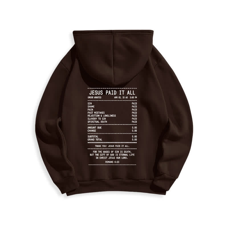Christianartworkshop „Jesus hat alles bezahlt“-Quittungs-Grafik-Fleece-Pullover-Hoodie - image 13