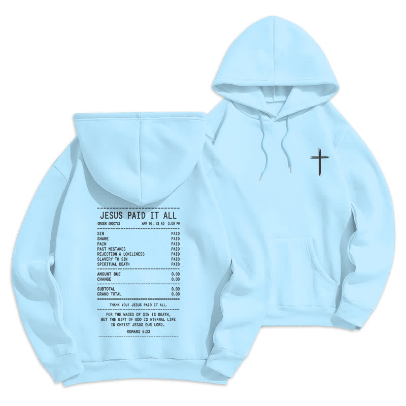 Christianartworkshop „Jesus hat alles bezahlt“-Quittungs-Grafik-Fleece-Pullover-Hoodie - Blau - 2XL - image 18