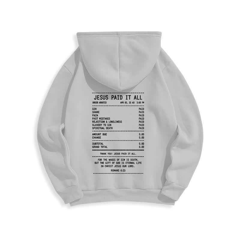 Christianartworkshop „Jesus hat alles bezahlt“-Quittungs-Grafik-Fleece-Pullover-Hoodie - image 1