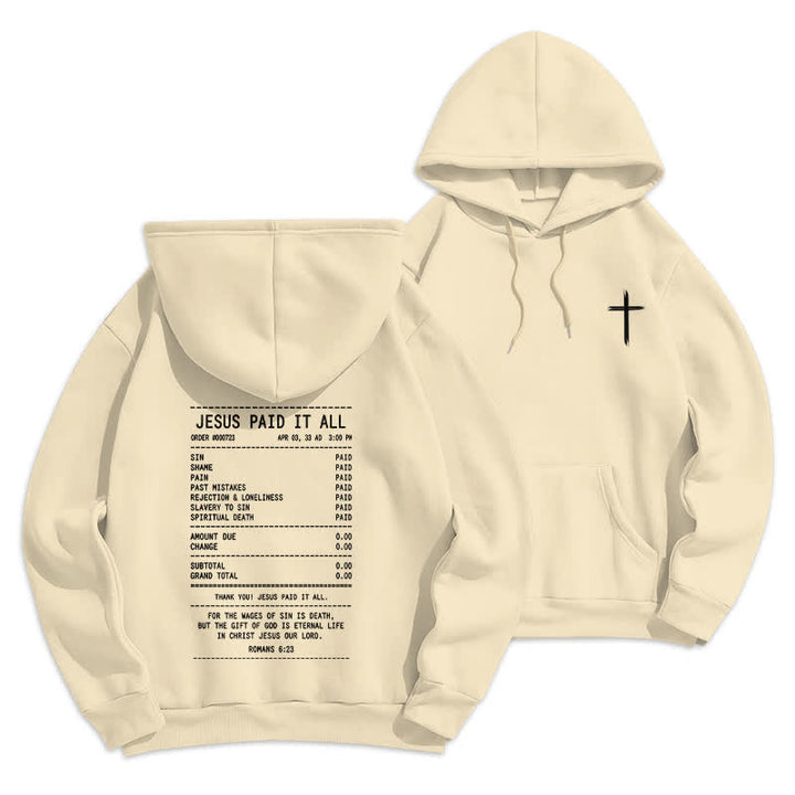Christianartworkshop „Jesus hat alles bezahlt“-Quittungs-Grafik-Fleece-Pullover-Hoodie - Aprikose - 2XL - image 9