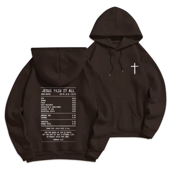 Christianartworkshop „Jesus hat alles bezahlt“-Quittungs-Grafik-Fleece-Pullover-Hoodie - Kaffee - 2XL - image 12