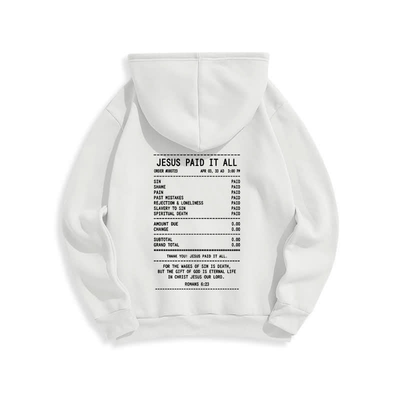 Christianartworkshop „Jesus hat alles bezahlt“-Quittungs-Grafik-Fleece-Pullover-Hoodie - image 4
