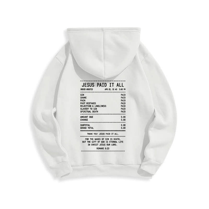 Christianartworkshop „Jesus hat alles bezahlt“-Quittungs-Grafik-Fleece-Pullover-Hoodie - image 4