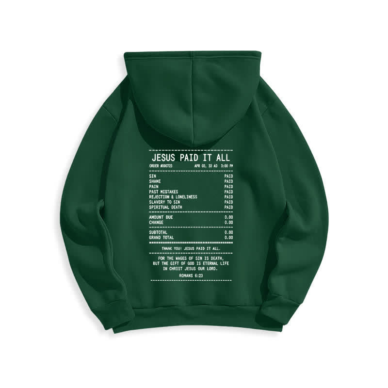 Christianartworkshop „Jesus hat alles bezahlt“-Quittungs-Grafik-Fleece-Pullover-Hoodie - image 16