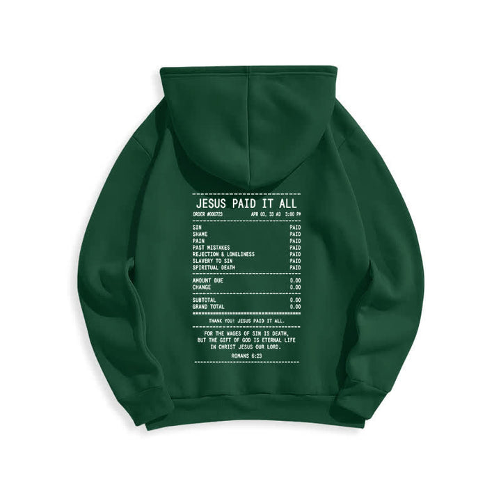 Christianartworkshop „Jesus hat alles bezahlt“-Quittungs-Grafik-Fleece-Pullover-Hoodie - image 16