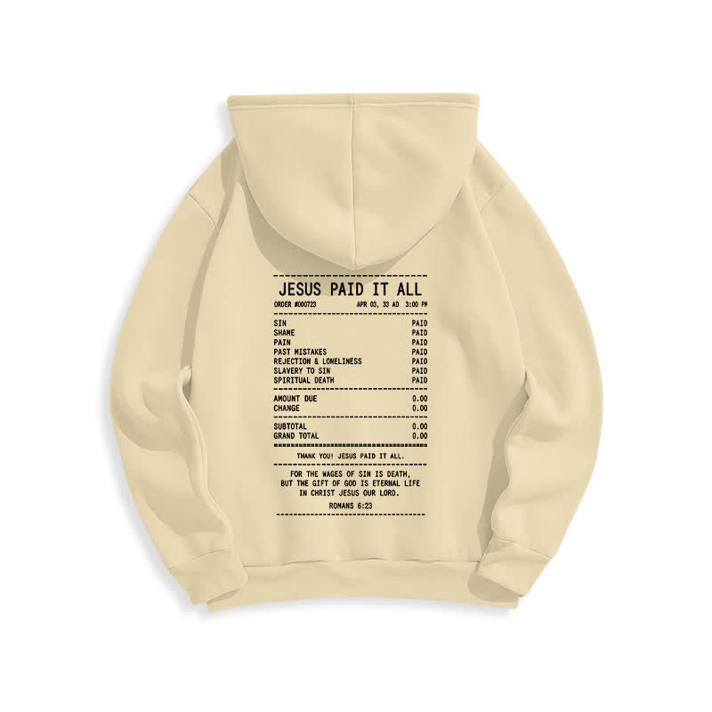 Christianartworkshop „Jesus hat alles bezahlt“-Quittungs-Grafik-Fleece-Pullover-Hoodie - image 10