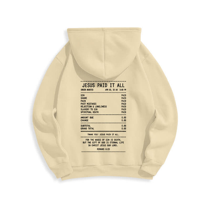 Christianartworkshop „Jesus hat alles bezahlt“-Quittungs-Grafik-Fleece-Pullover-Hoodie - image 10