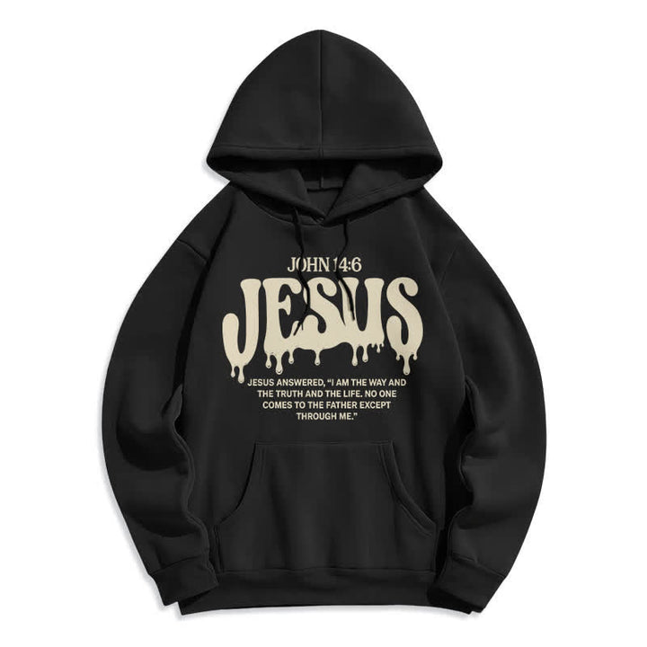 Christianartworkshop Jesus Drip Johannes 14,6 Fleece-Pullover-Hoodie - Schwarz - 2XL - image 1