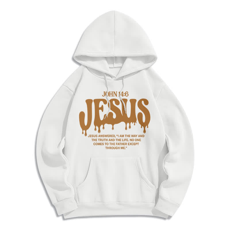Christianartworkshop Jesus Drip Johannes 14,6 Fleece-Pullover-Hoodie - Weiß - 2XL - image 4