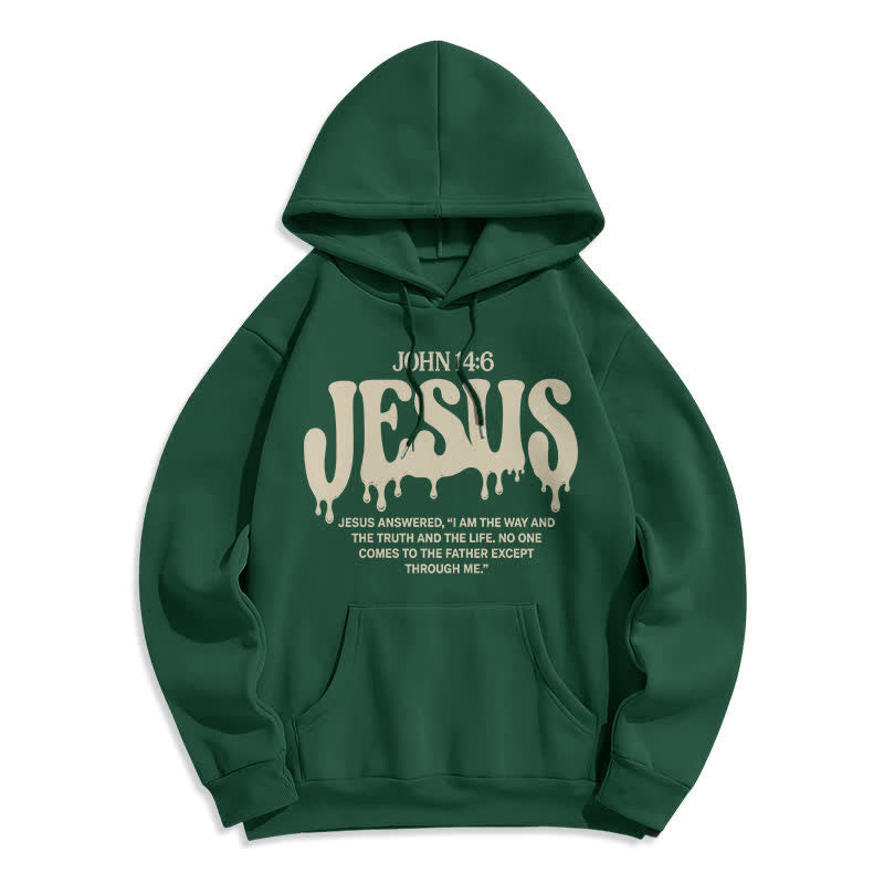 Christianartworkshop Jesus Drip Johannes 14,6 Fleece-Pullover-Hoodie - Grün - 2XL - image 0