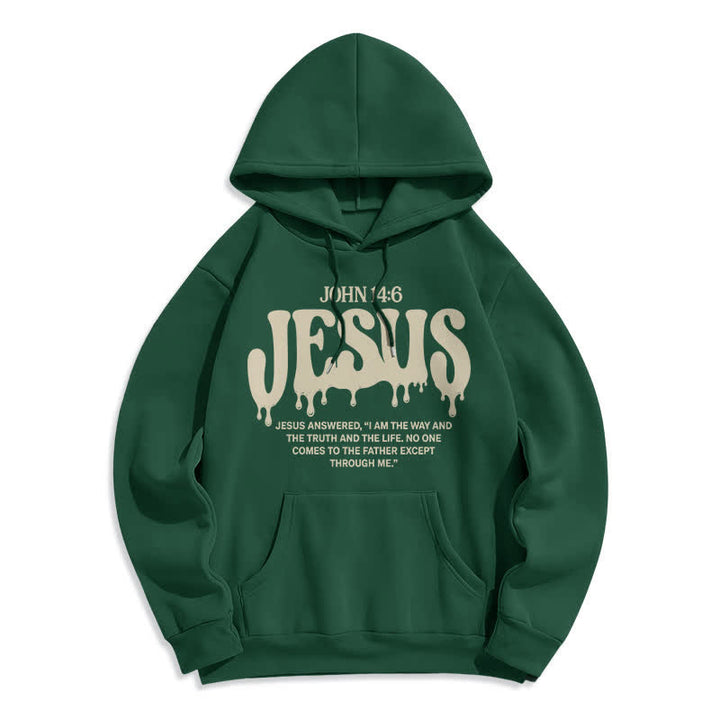 Christianartworkshop Jesus Drip Johannes 14,6 Fleece-Pullover-Hoodie - Grün - 2XL - image 0