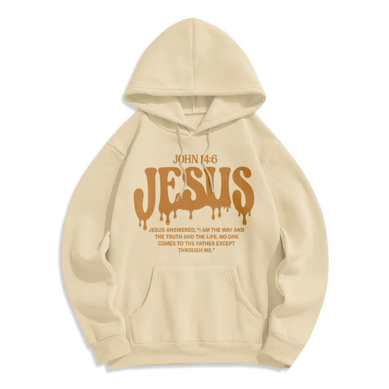 Christianartworkshop Jesus Drip Johannes 14,6 Fleece-Pullover-Hoodie - Aprikose - 2XL - image 7