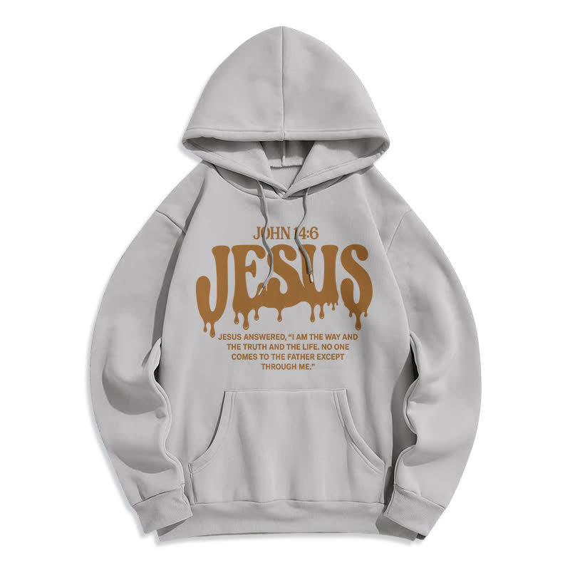 Christianartworkshop Jesus Drip Johannes 14,6 Fleece-Pullover-Hoodie - Grau - 2XL - image 6
