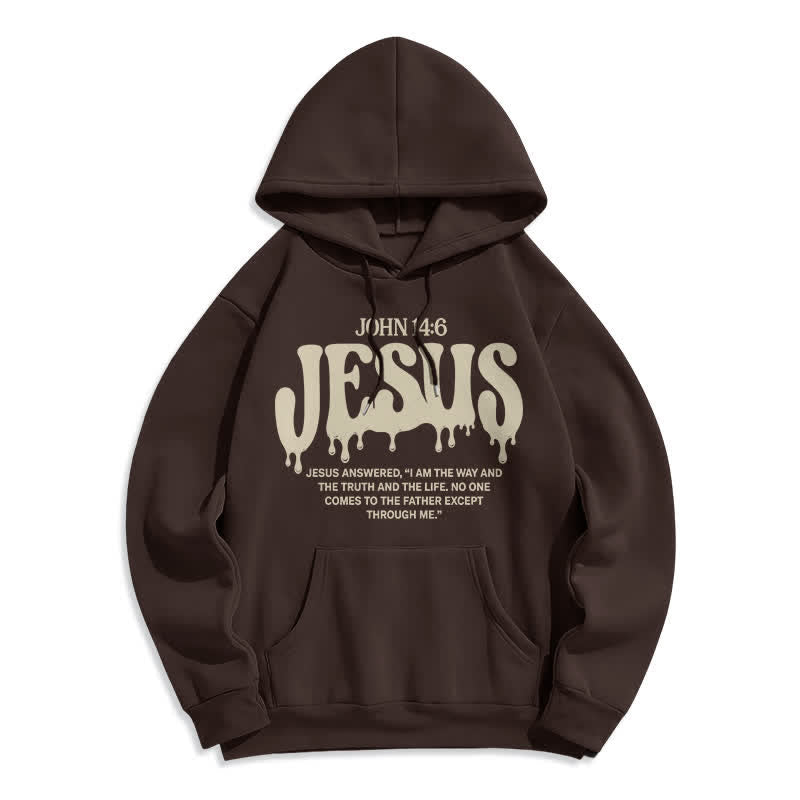 Christianartworkshop Jesus Drip Johannes 14,6 Fleece-Pullover-Hoodie - Kaffee - 2XL - image 5