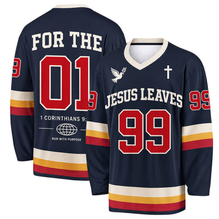 Christianartworkshop Jesus Leaves 99 Navy Langarm-Hockeytrikot - 5XL - image 0