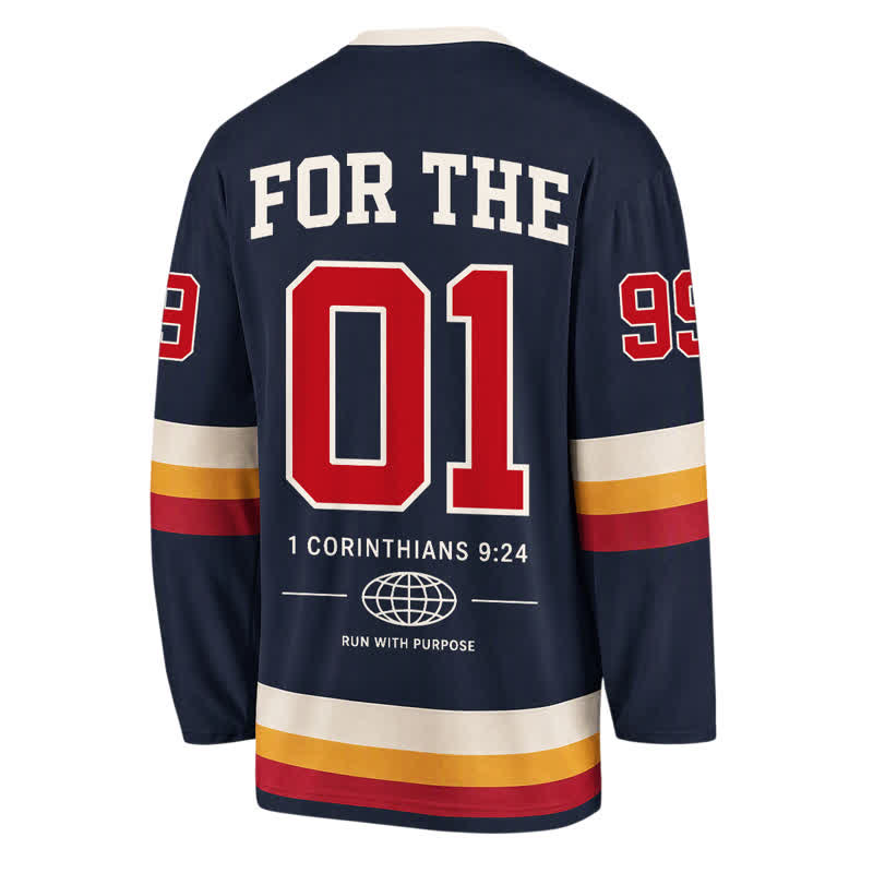 Christianartworkshop Jesus Leaves 99 Navy Langarm-Hockeytrikot - image 2