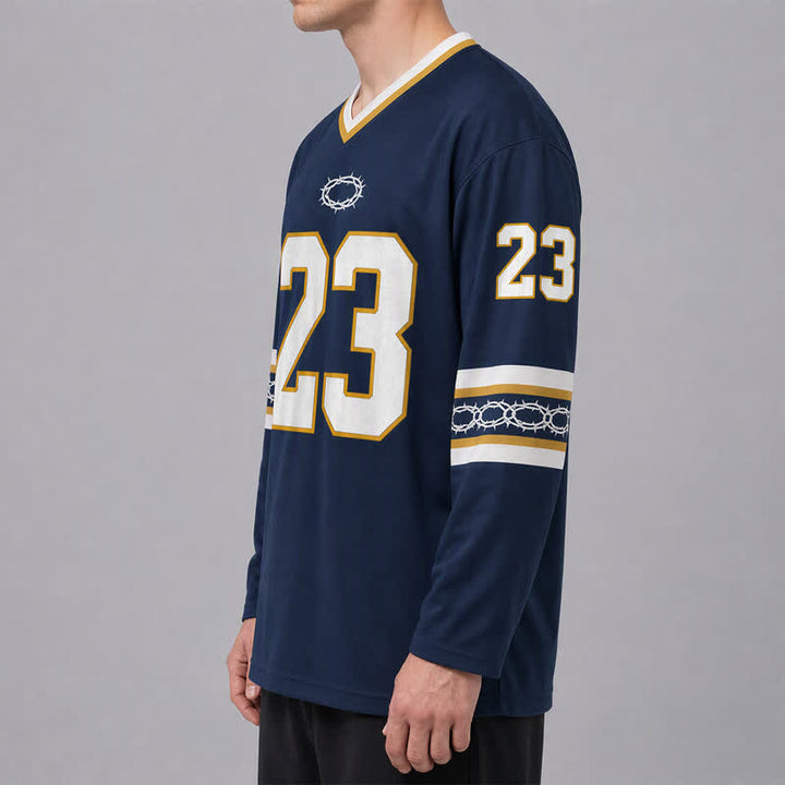 Christianartworkshop Psalms 23 Navy Gold Langarm-Hockeytrikot - image 6