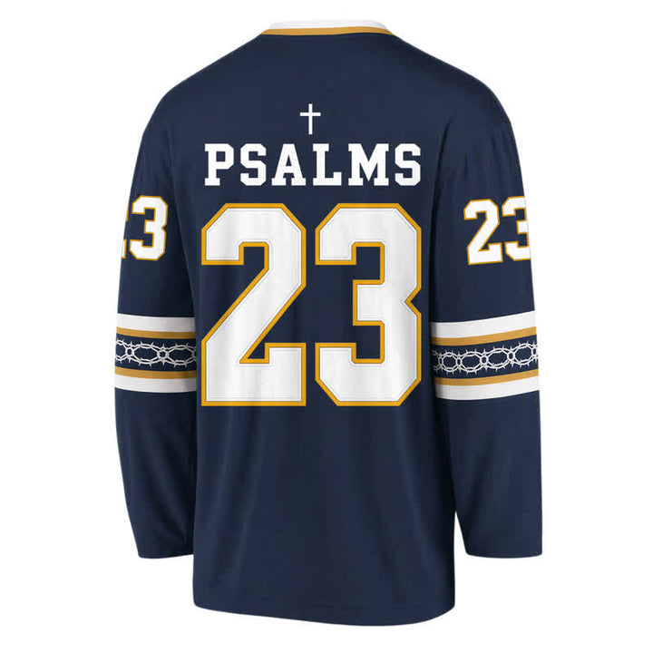 Christianartworkshop Psalms 23 Navy Gold Langarm-Hockeytrikot - image 2