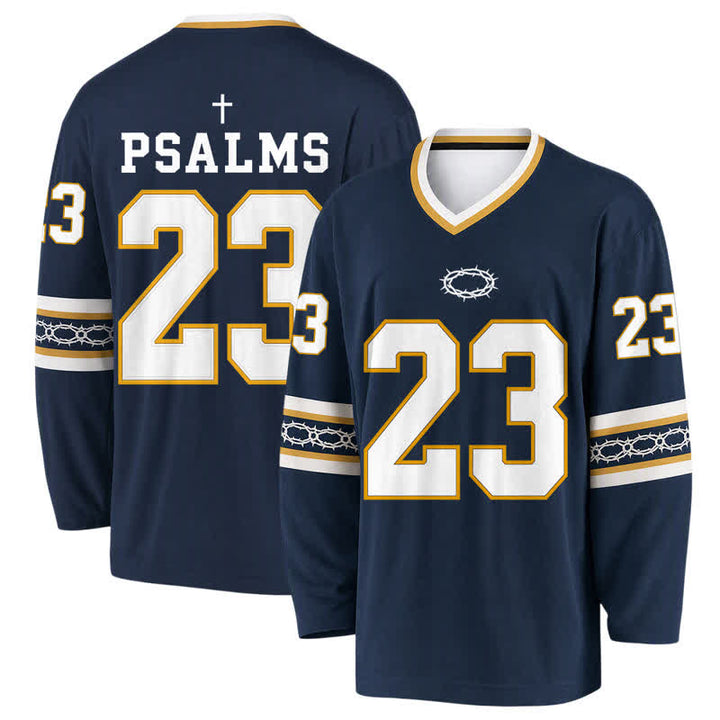 Christianartworkshop Psalms 23 Navy Gold Langarm-Hockeytrikot - 5XL - image 0