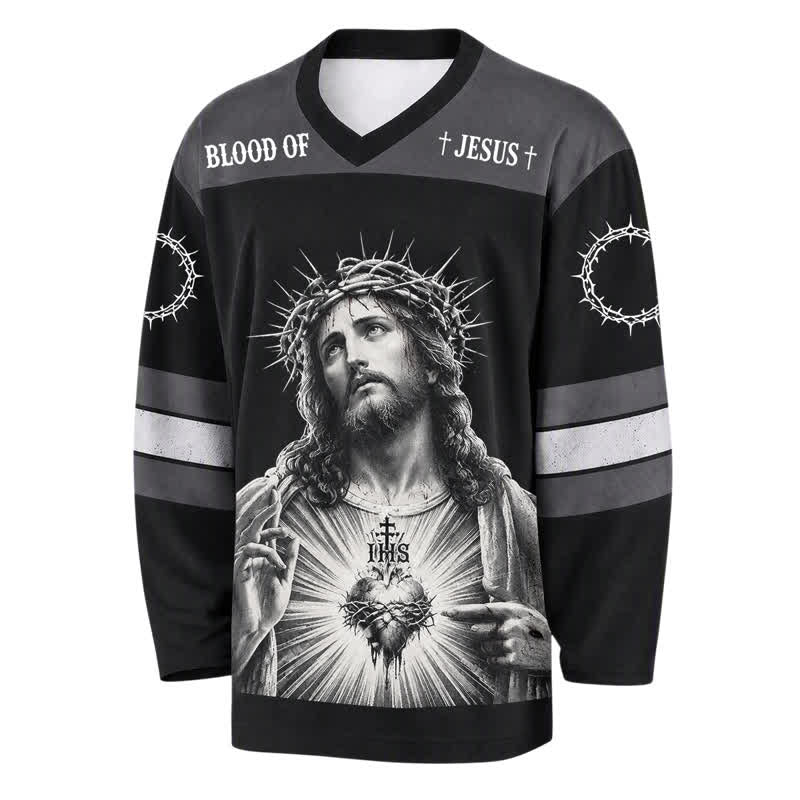 Christianartworkshop Jesus Sacred Heart Streetwear Langarm-Hockeytrikot - image 1
