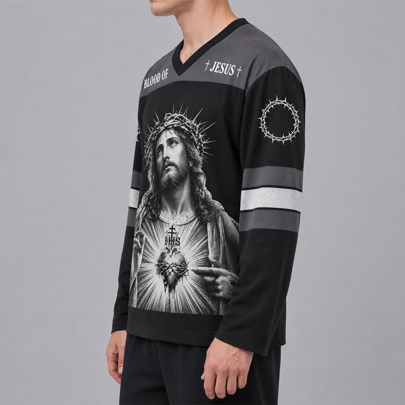 Christianartworkshop Jesus Sacred Heart Streetwear Langarm-Hockeytrikot - image 6